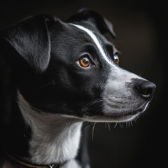 Poster - Black and White Dog Portrait.