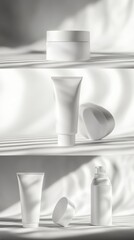 Wall Mural - White Beauty Products.