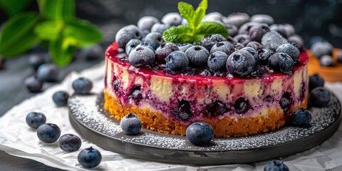 Poster - cake with blueberries and mint