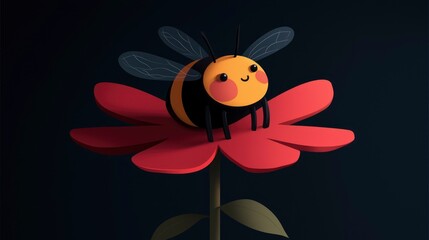 Poster - Cute Bumble Bee on Flower