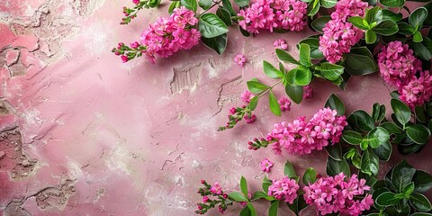 pink flowers on wall