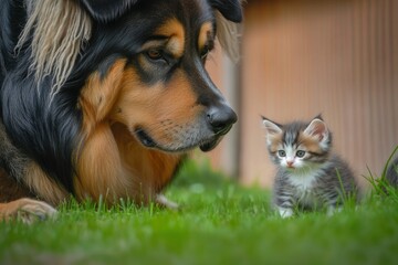 Canvas Print - Dog and Kitten.