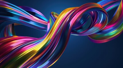 Wall Mural - abstract colorful background with a rainbow twisted ribbon