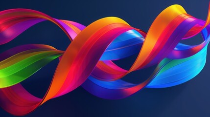 Wall Mural - abstract colorful background with a rainbow twisted ribbon