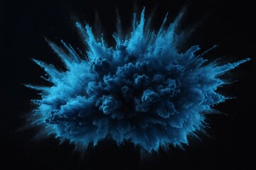 Wall Mural - a blue explosion cloud with a dark background