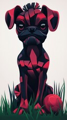 Canvas Print - Geometric Pug with Soccer Ball