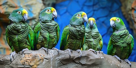 Wall Mural - two parrots on the branch