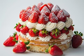 Wall Mural - Strawberry shortcake with fresh strawberries