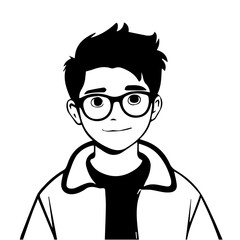 doodle style illustration of a smart boy 