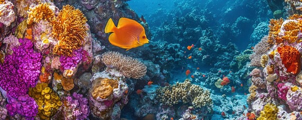 Red Sea fish and a vibrant coral reef.