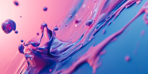 Canvas Print - Abstract splash of vibrant pink and blue paint.