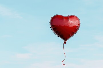 Poster - red heart-shaped balloon floating in the sky