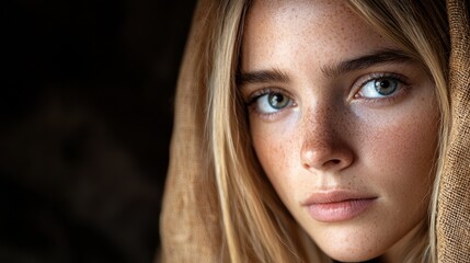 Wall Mural - close-up portrait of a thoughtful young woman