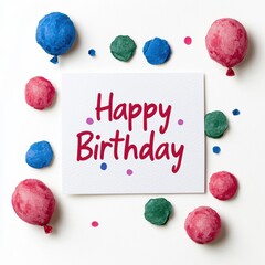 Poster - colorful birthday greeting card with balloons