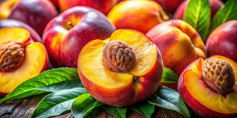 A succulent peach, its vibrant skin glistening, reveals juicy flesh with each delightful bite, offering an irresistible