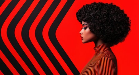 Wall Mural - striking portrait of a woman with curly hair