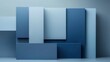 © Sergey - monochromatic surfaces in varying shades of the same color (light to dark blue) arranged in a minimalist composition