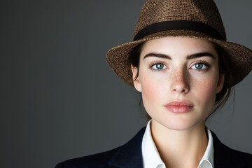 Poster - Pensive woman in hat looking thoughtful