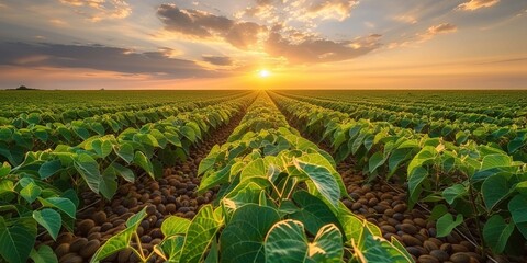 Canvas Print - field at sunset