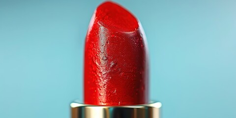 Poster - red lipstick on a red background