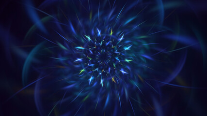 Wall Mural - 3d manual rendering abstract blue fractal light background. its not ai generatd illustration.