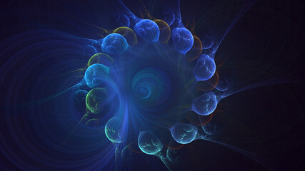 Wall Mural - 3d manual rendering abstract blue fractal light background. its not ai generatd illustration.