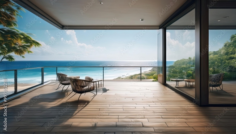 Sea views from the expansive windows of the terrace. Beachfront ...
