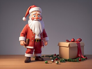 3d render of santa claus with gifts