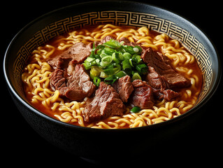 A bowl of beef yellow noodles