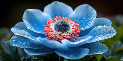 Poster - blue and red flower