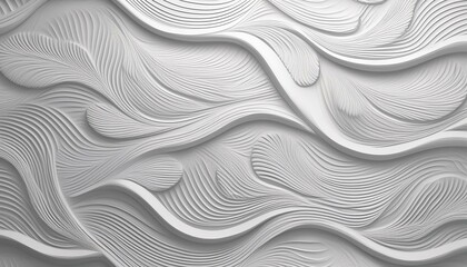 3D illustration of white seamless pattern waves light and shadow. Abstract wavy line 3d paper cut white background.