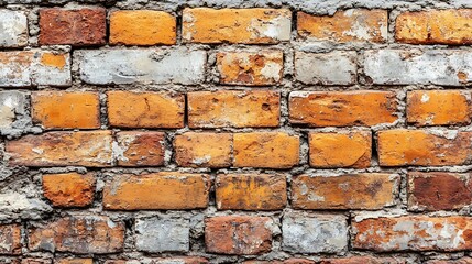 Wall Mural - Textured orange and gray brick wall background.