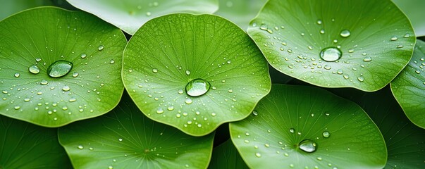 Poster - Dewdrops On Green Leaves.