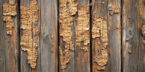 Detailed view of termite infestation in a wooden fence, Termite infestation, Insect damage