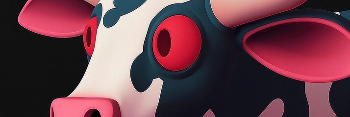 Canvas Print - Close-up of a Cartoon Cow's Face