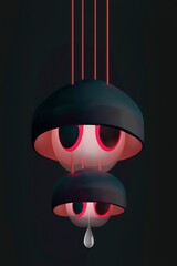 Poster - Abstract Red Eye Lamps Hanging