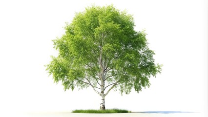 Wall Mural - Eye level view of a White Birch Betula papyrifera tree against a white background