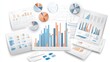 © Johannes - A clean business data analysis vector showing bar graphs and line charts on a white background, illustrating key performance metrics.