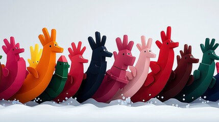 Canvas Print - Colorful Abstract Animals in a Row