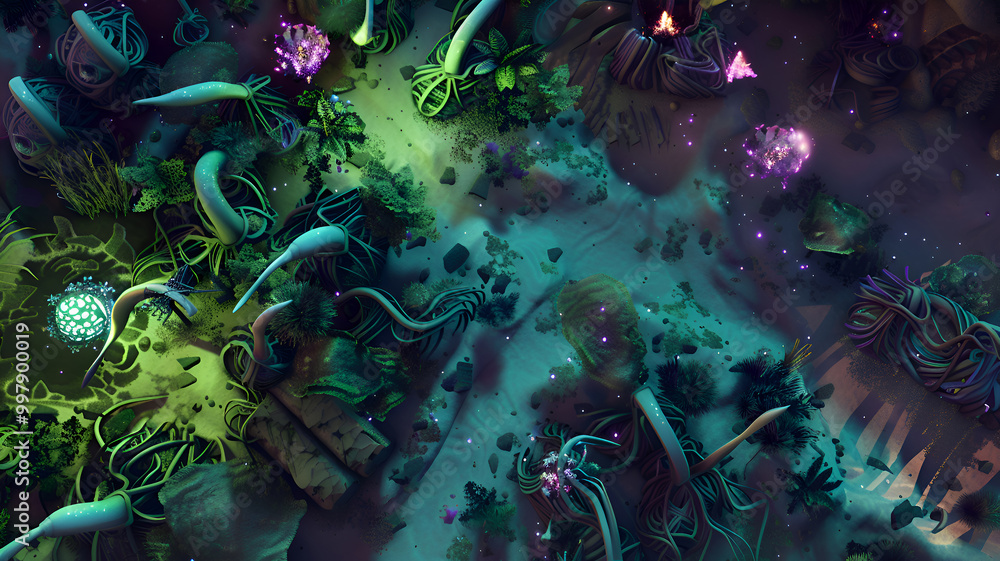 Ilustración de Stock Alien Building Battle Map for Sci-Fi DnD, Top-Down ...