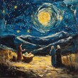 © Chawakorn - A painting depicting the Nativity scene with three wise men and a bright star above.