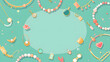 © mangolovemom - A green background with a variety of jewelry including necklaces, bracelets