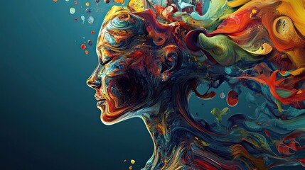 Wall Mural - Abstract Portrait of a Person with Colorful Swirls