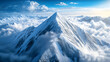 © LovelyArt - A breathtaking view from the top of a snowy mountain peak with clouds swirling below