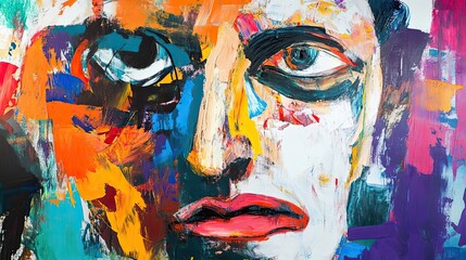 Wall Mural - Abstract Oil Painting Depicting a Close-Up of a Person's Face