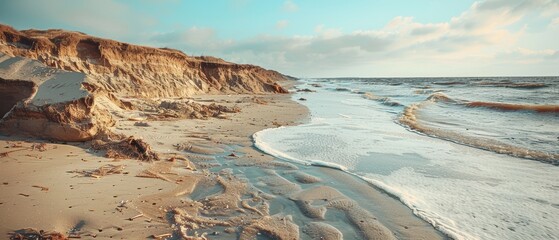 Wall Mural - Coastal Erosion on Sandy Beach Landscape