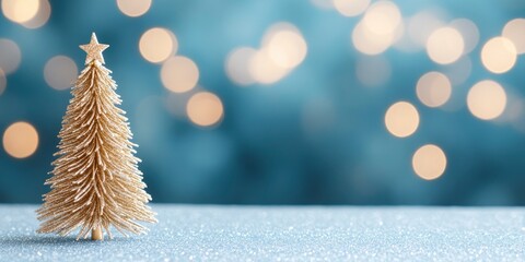 Wall Mural - Christmas holiday banner, tree, and bokeh backdrop