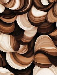 Canvas Print - The artwork features an engaging interplay of overlapping coffee cup rings, forming a visually captivating pattern in brown hues. Generative AI