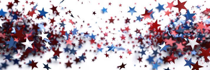 Patriotic Stars. Glistering Red, Blue, and White Confetti Frame Overlay