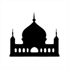 Set of vector Mosque silhouette vector, Islamic religious elements collection, icons for prayer.  Islamic religious symbol black and white 